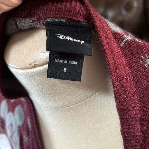 Women's Christmas Disney Maroon Cardigan Sweater - Picture 5 of 5